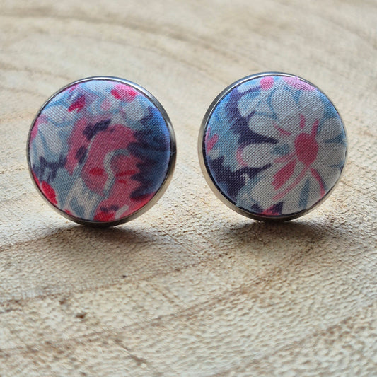 Vintage Liberty 14mm Stud Earrings - Pink Daisy