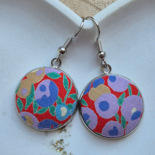 Vintage Liberty 20mm Dangle Earrings - Lilac Berries