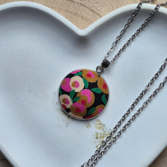 Vintage Liberty 25mm Pendant - Pink Berries