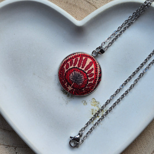 Vintage Liberty 25mm Pendant - Red Peacock