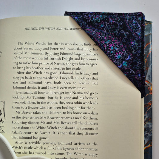 Vintage Liberty Print Corner Bookmark - Black Paisley
