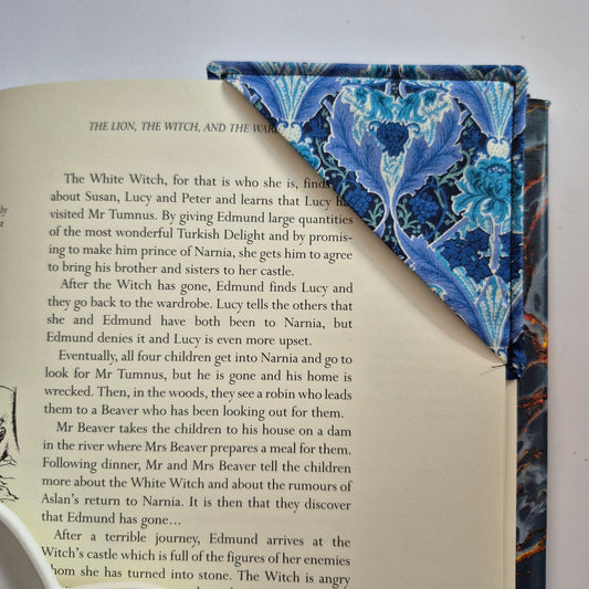 Vintage Liberty Print Corner Bookmark - Blue Cabbage Rose