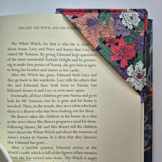 Vintage Liberty Print Corner Bookmark - Deep Purple