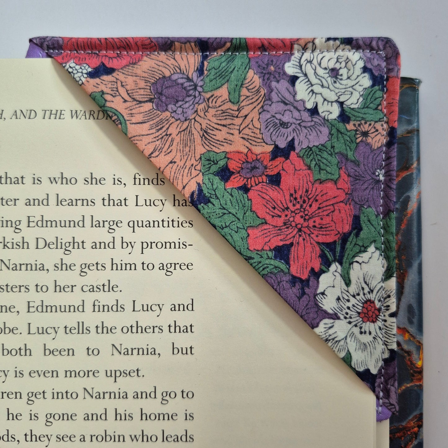 Vintage Liberty Print Corner Bookmark - Deep Purple