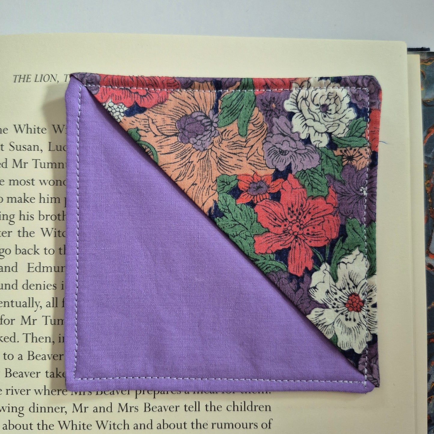 Vintage Liberty Print Corner Bookmark - Deep Purple