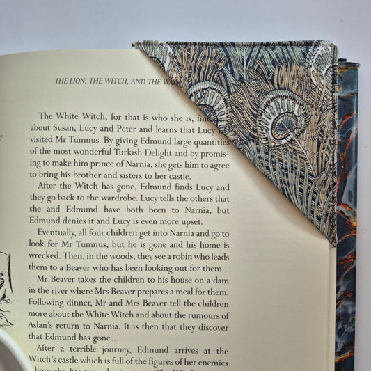 Vintage Liberty Print Corner Bookmark - Grey Peacock