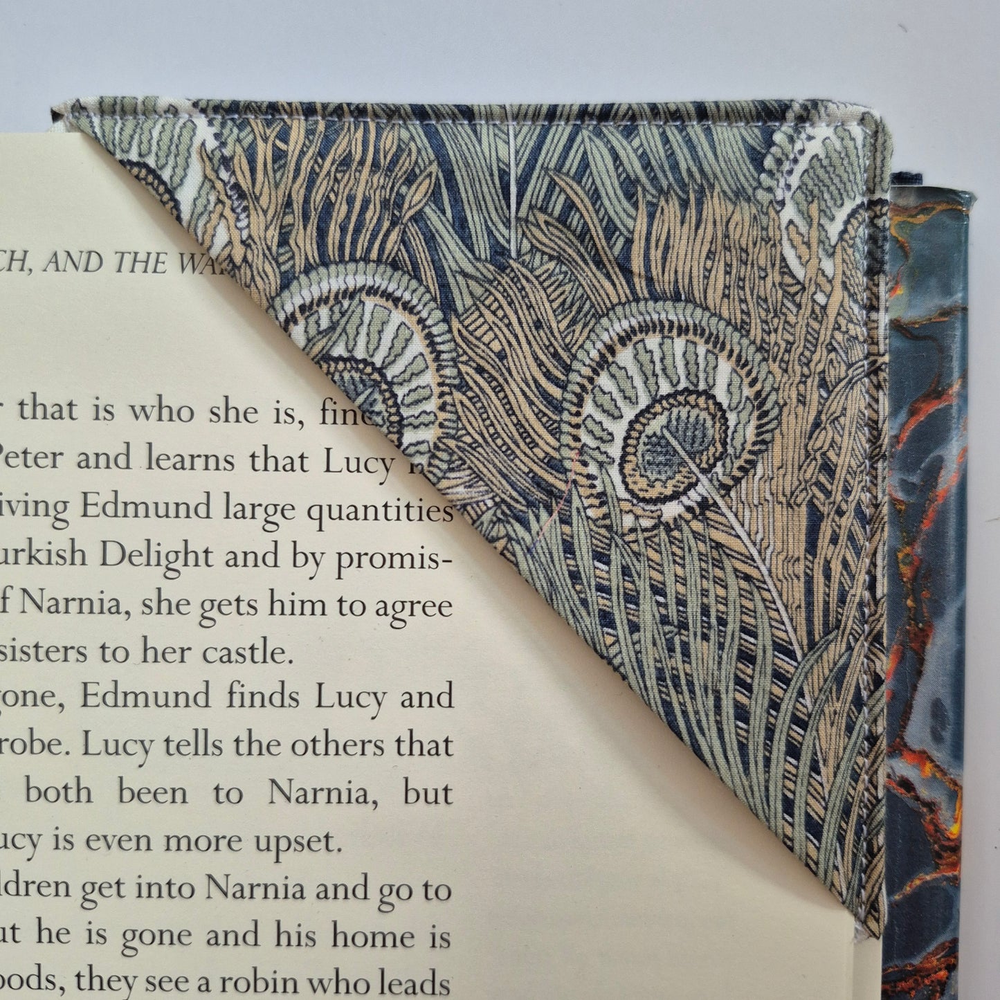 Vintage Liberty Print Corner Bookmark - Grey Peacock