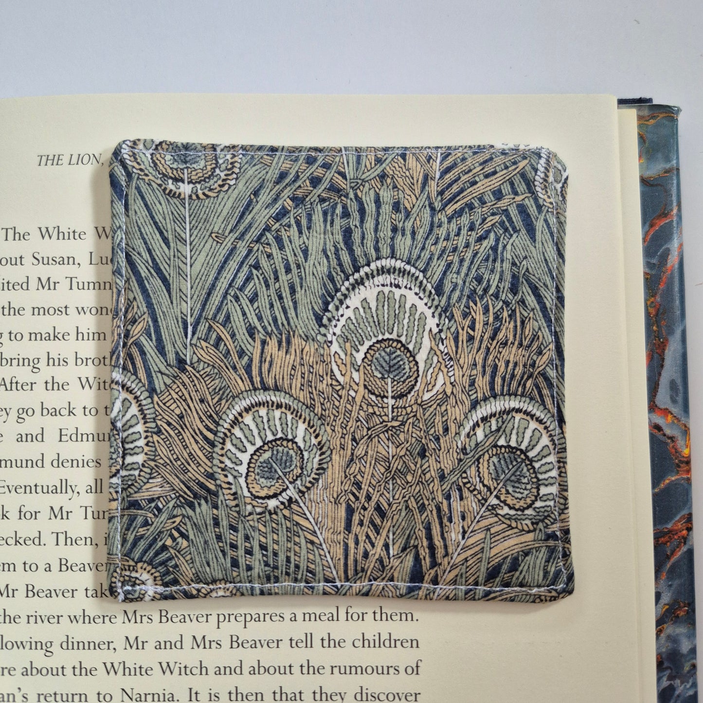 Vintage Liberty Print Corner Bookmark - Grey Peacock