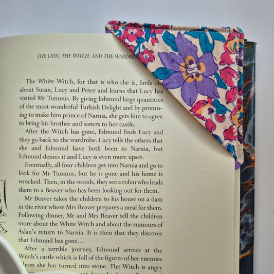 Vintage Liberty Print Corner Bookmark - Lilac and Pink