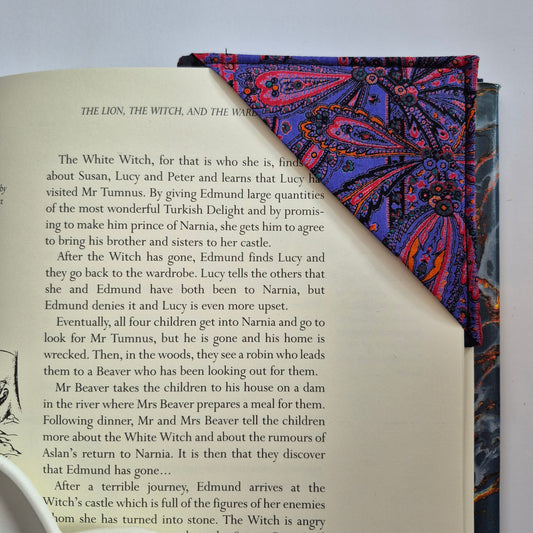 Vintage Liberty Print Corner Bookmark - Purple Paisley