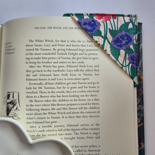 Vintage Liberty Print Corner Bookmark - Red and Purple Floral