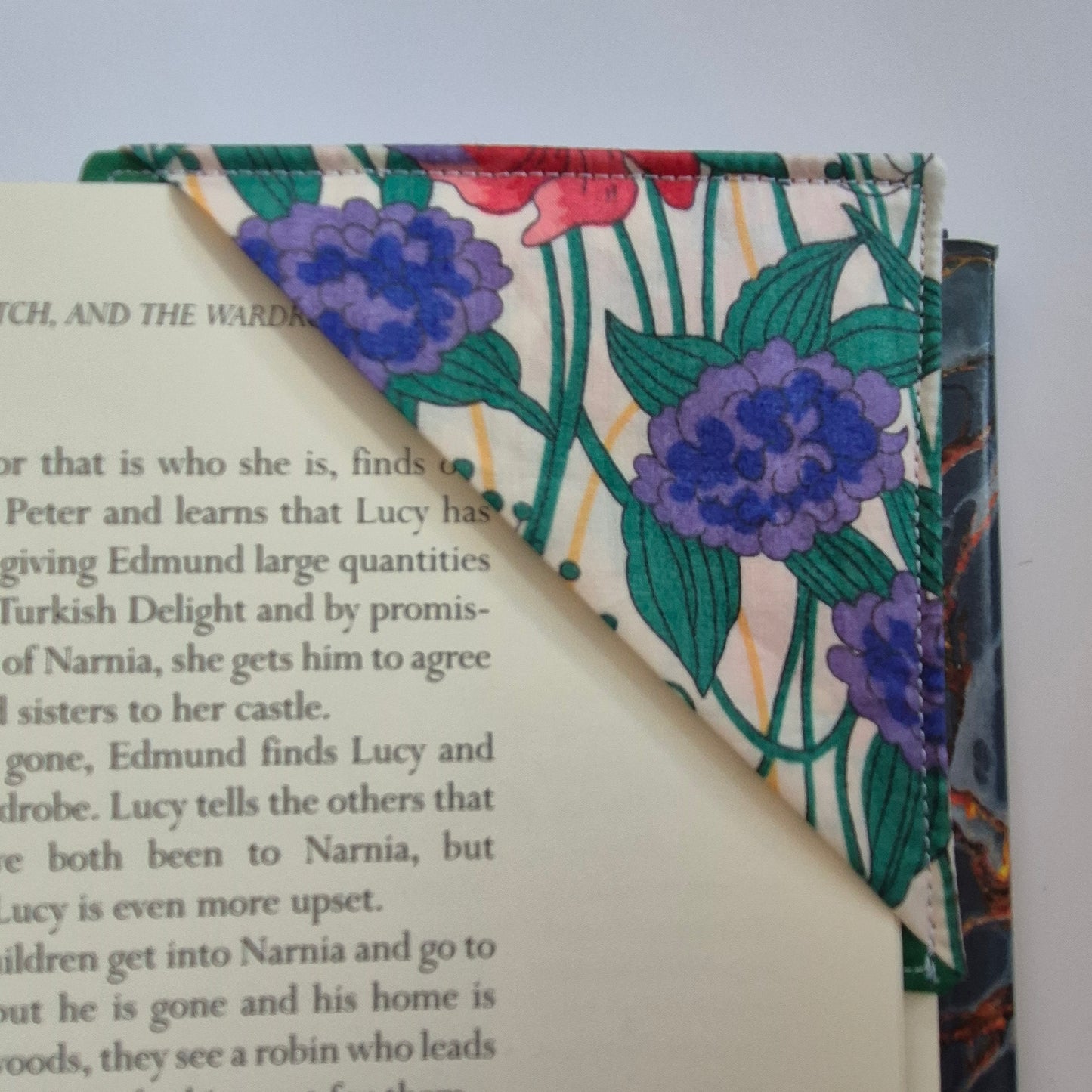 Vintage Liberty Print Corner Bookmark - Red and Purple Floral