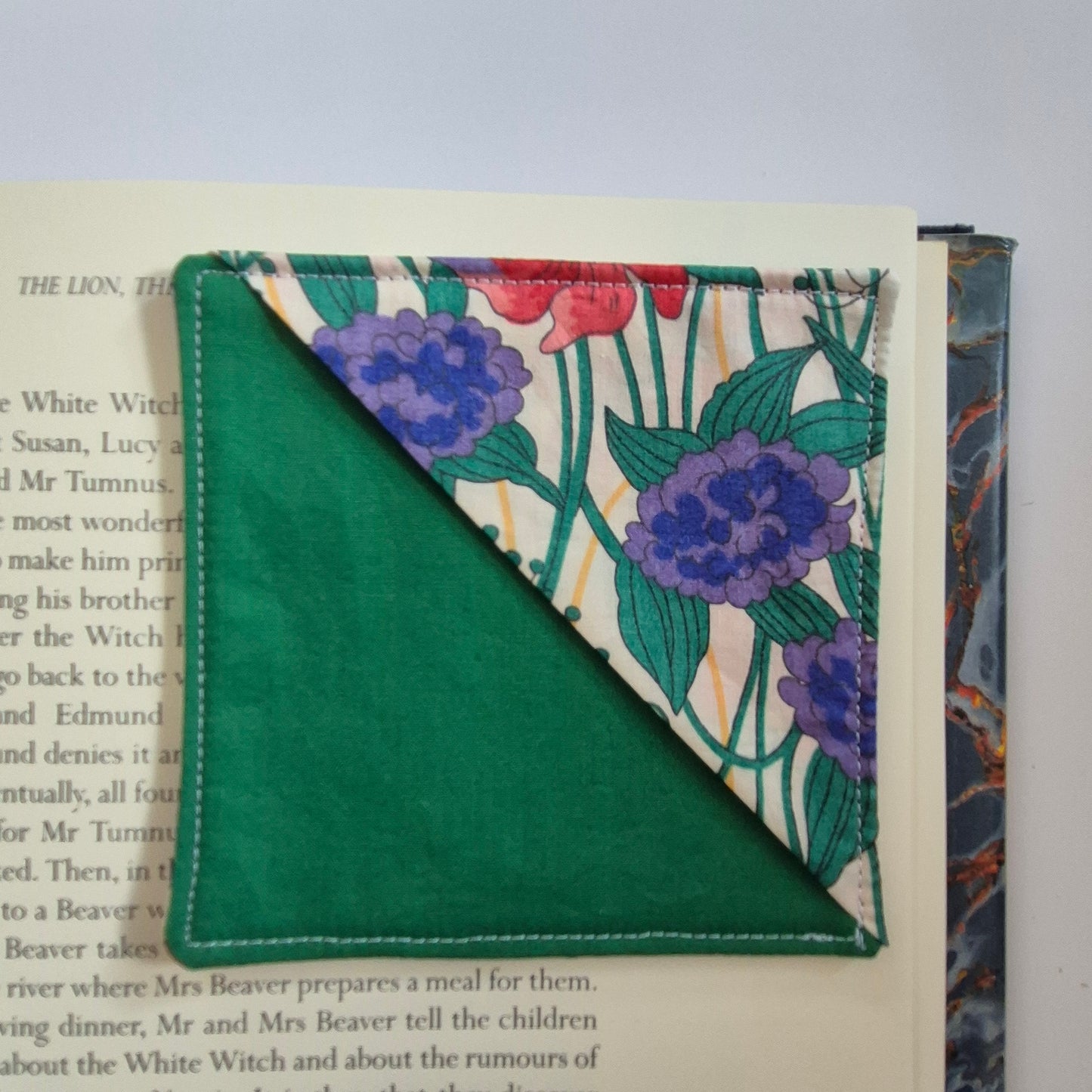 Vintage Liberty Print Corner Bookmark - Red and Purple Floral