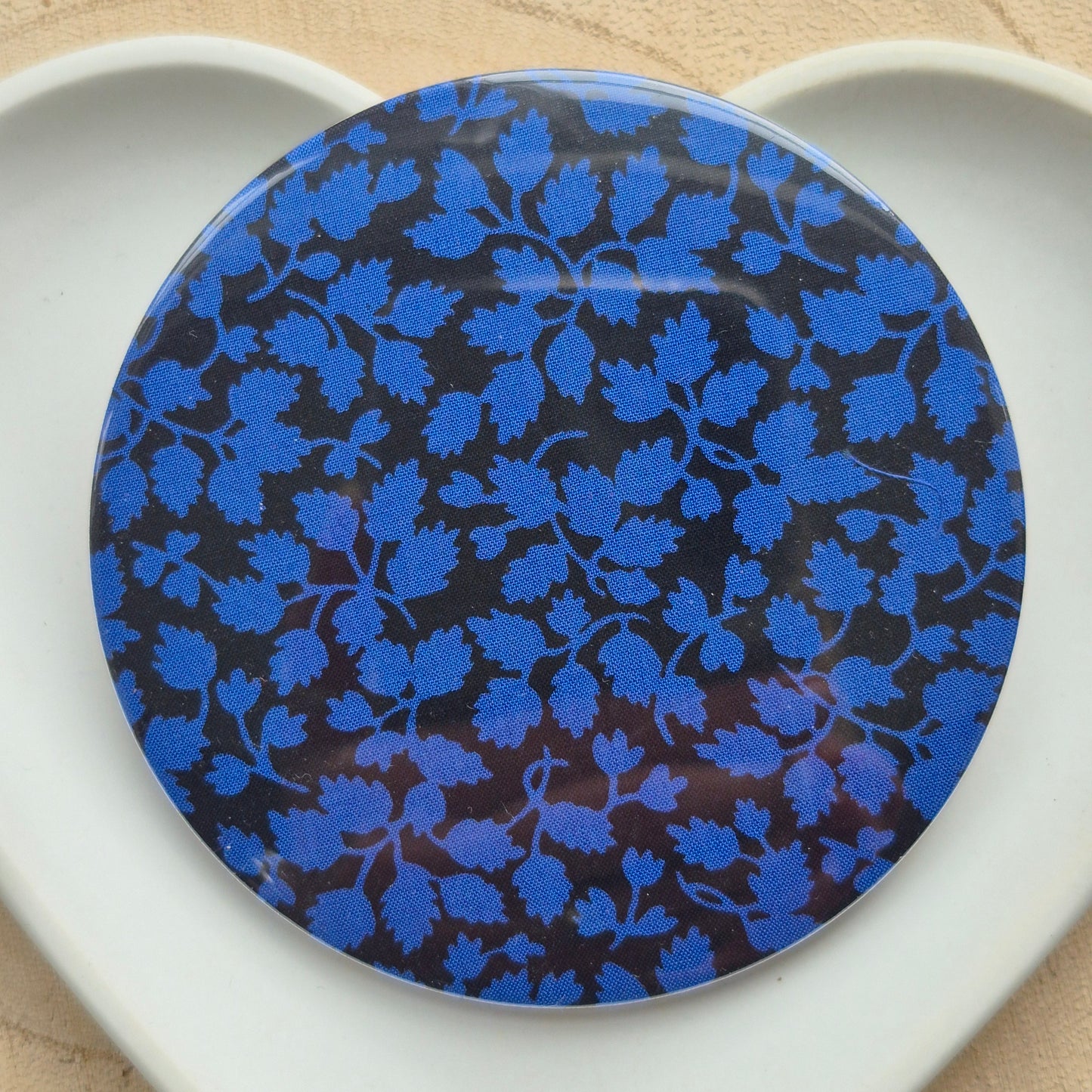 Vintage Liberty Print Compact Mirror - Blue Leafy Vine