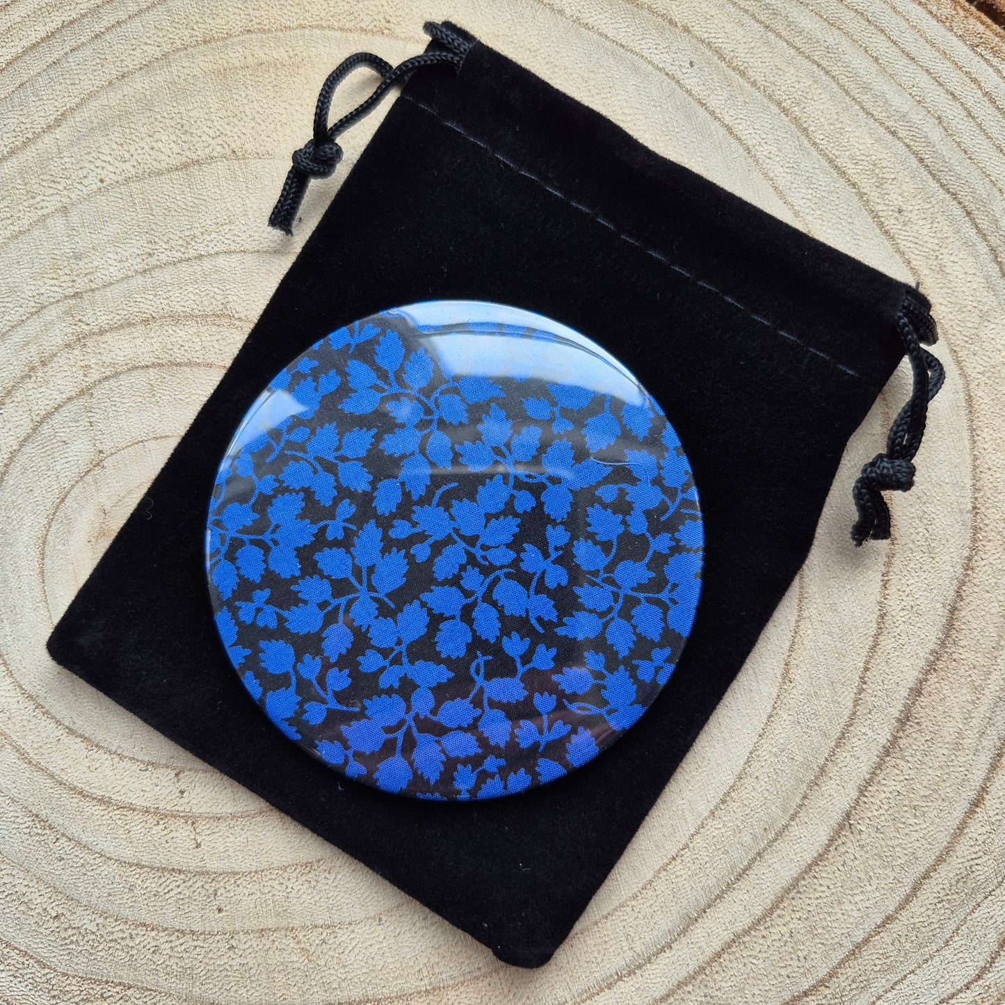 Vintage Liberty Print Compact Mirror - Blue Leafy Vine