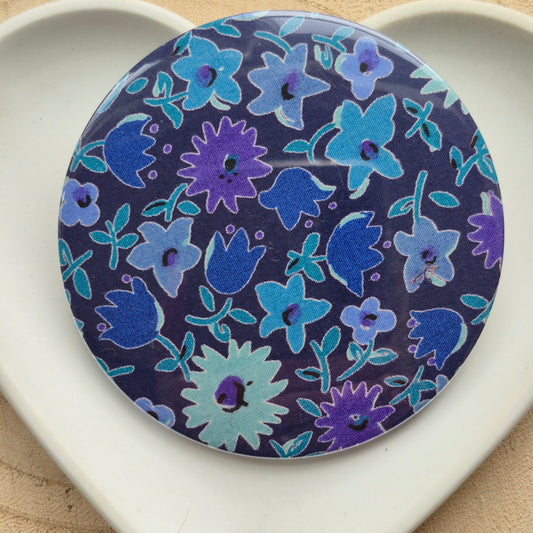 Vintage Liberty Print Compact Mirror - Blue Purple Blooms