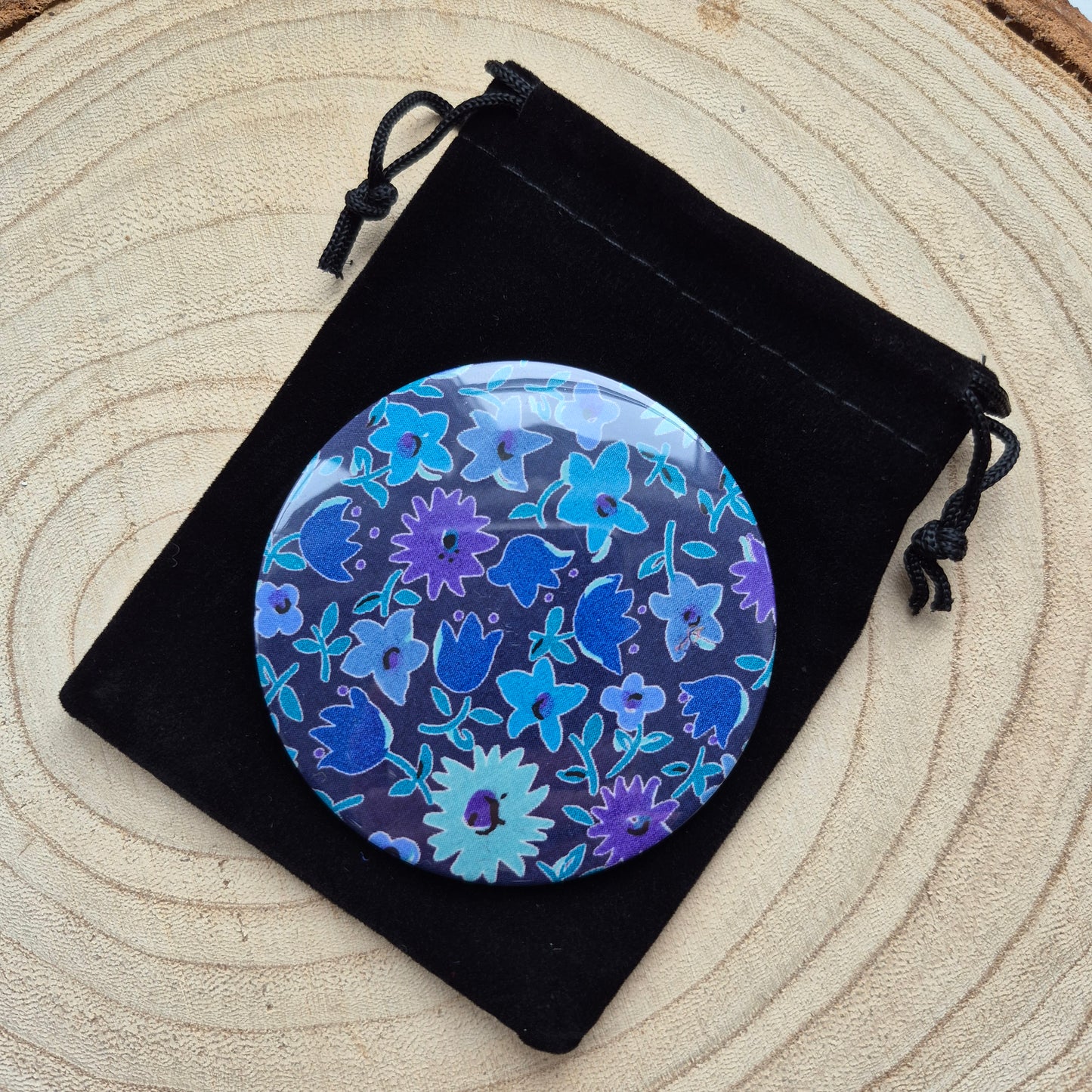 Vintage Liberty Print Compact Mirror - Blue Purple Blooms