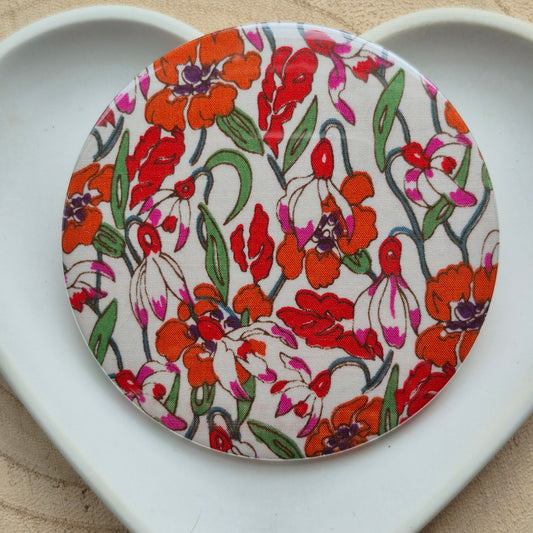 Vintage Liberty Print Compact Mirror - Citrus Blooms
