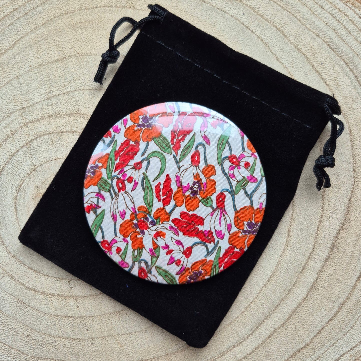 Vintage Liberty Print Compact Mirror - Citrus Blooms