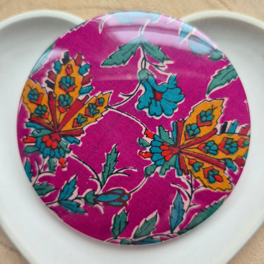 Vintage Liberty Print Compact Mirror Modern Floral in Fuchsia