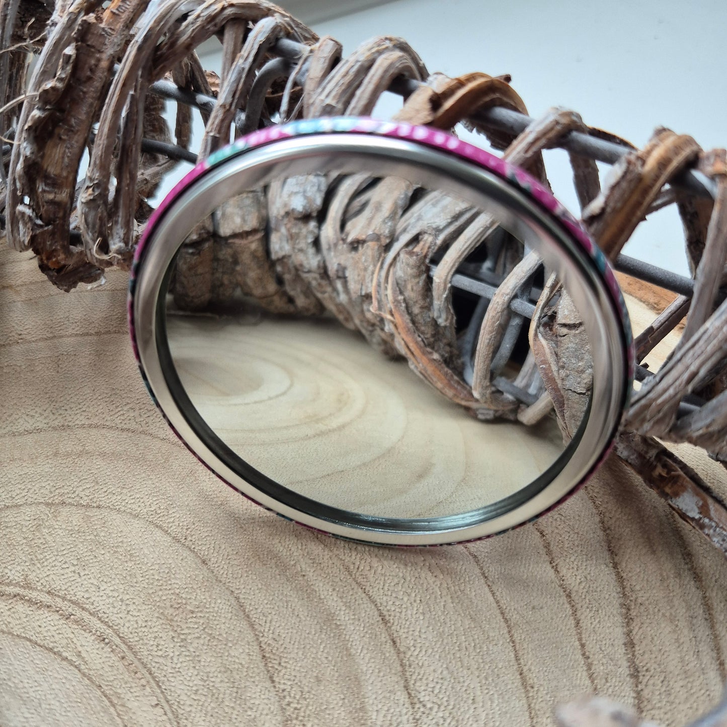 Vintage Liberty Print Compact Mirror Modern Floral in Fuchsia