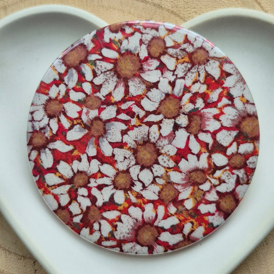 Vintage Liberty Print Compact Mirror - Orange Daisy