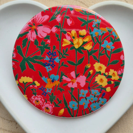 Vintage Liberty Print Compact Mirror - Red Floral