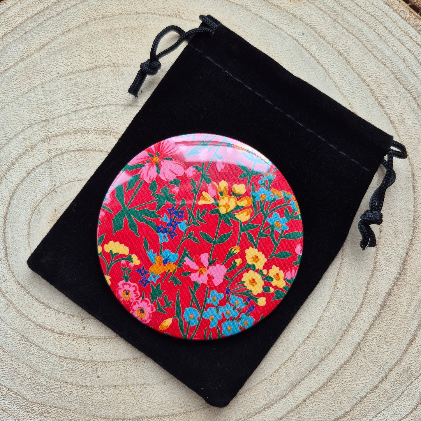 Vintage Liberty Print Compact Mirror - Red Floral