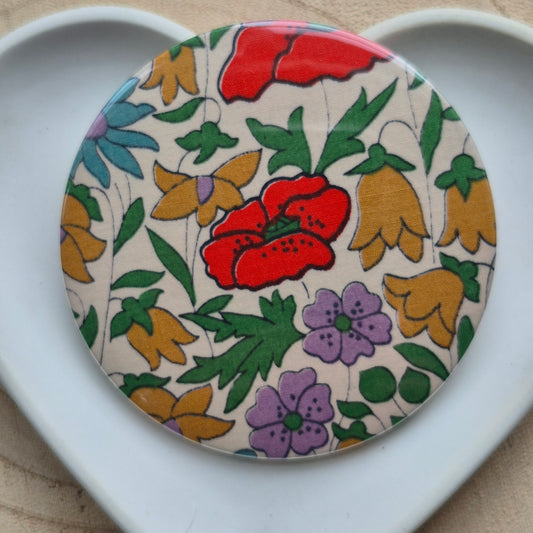 Vintage Liberty Print Compact Mirror - Red Poppy