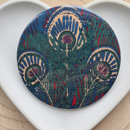 Vintage Liberty Print Compact Mirror - Teal Peacock