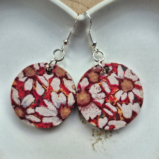 Vintage Liberty Circle Dangle Earrings - Orange Daisy