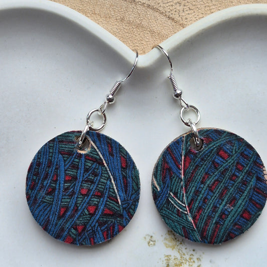 Vintage Liberty Circle Dangle Earrings - Teal Peacock