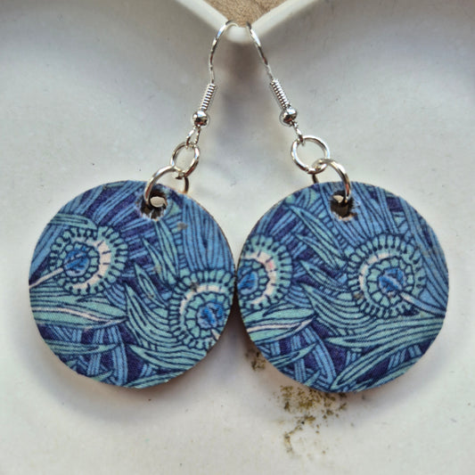 Vintage Liberty Circle Dangle Earrings - Turquoise Peacock