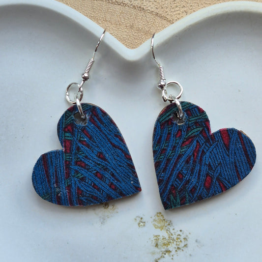 Vintage Liberty Heart Dangle Earrings - Teal Peacock