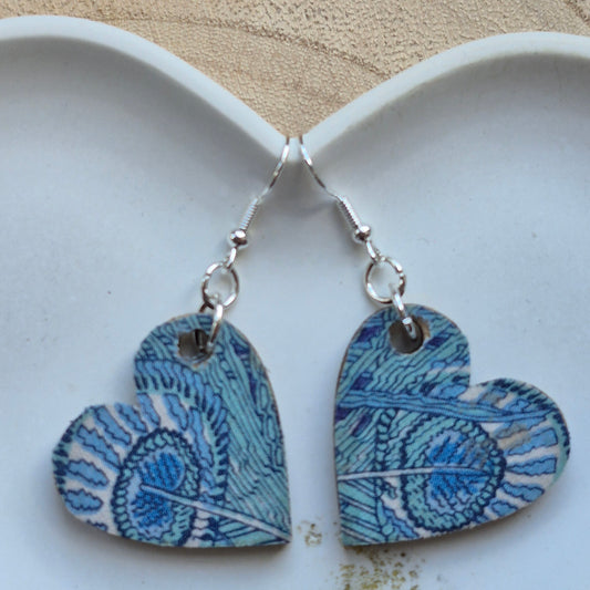 Vintage Liberty Heart Dangle Earrings - Turquoise Peacock