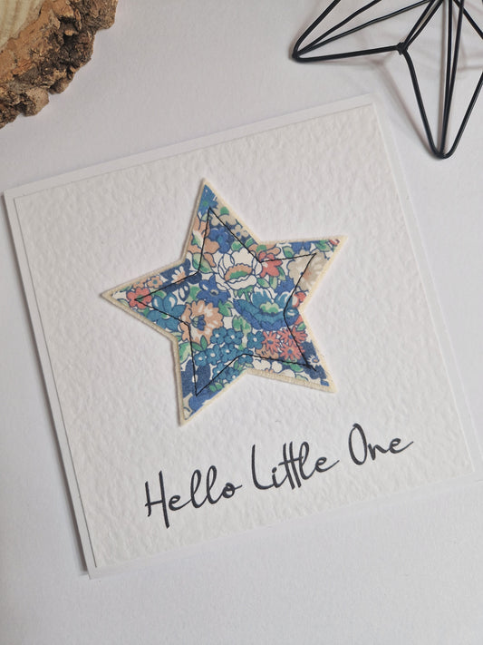 Vintage Liberty Print Star Card - Hello Little One