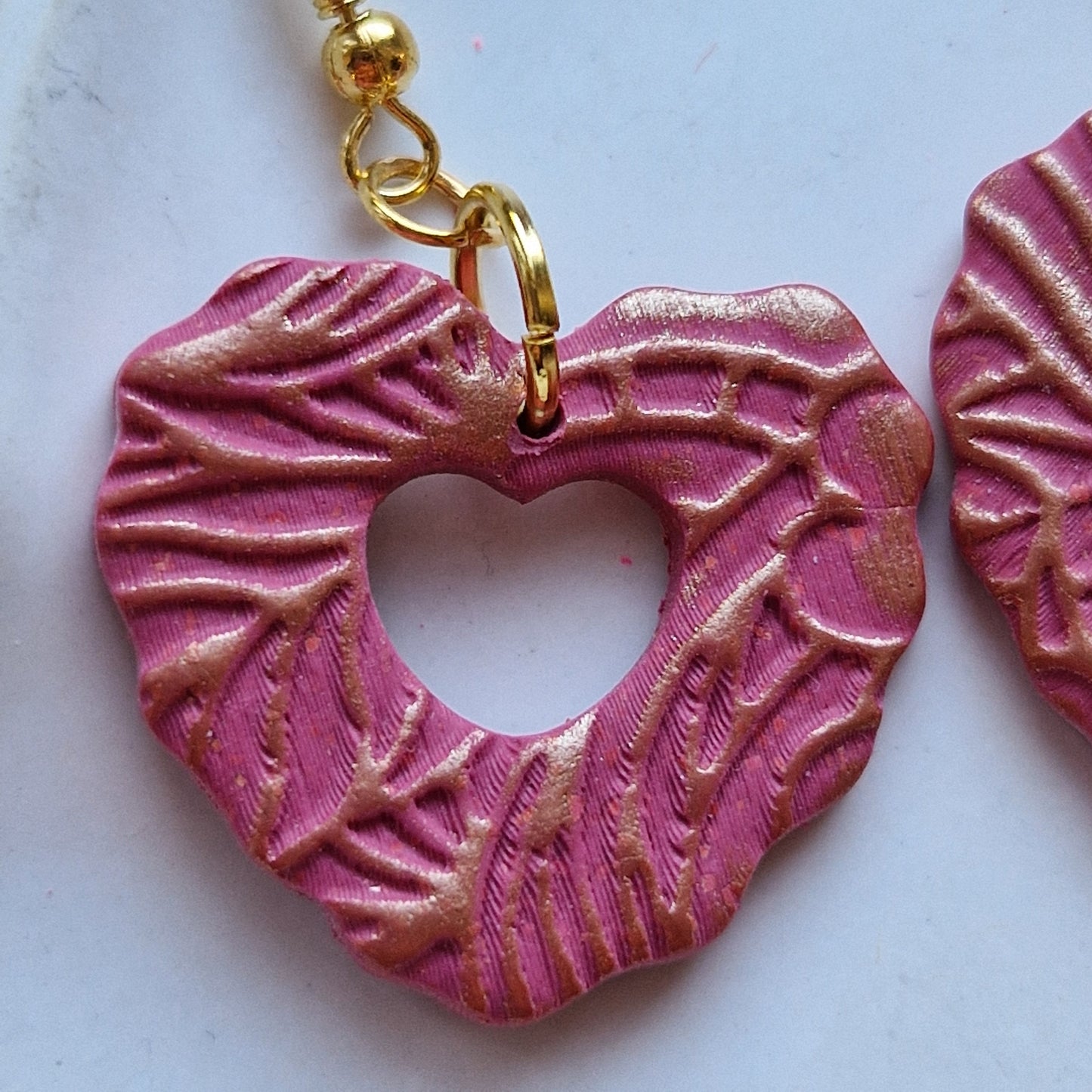 Clay Heart Earrings - Ilaria in Deep Red