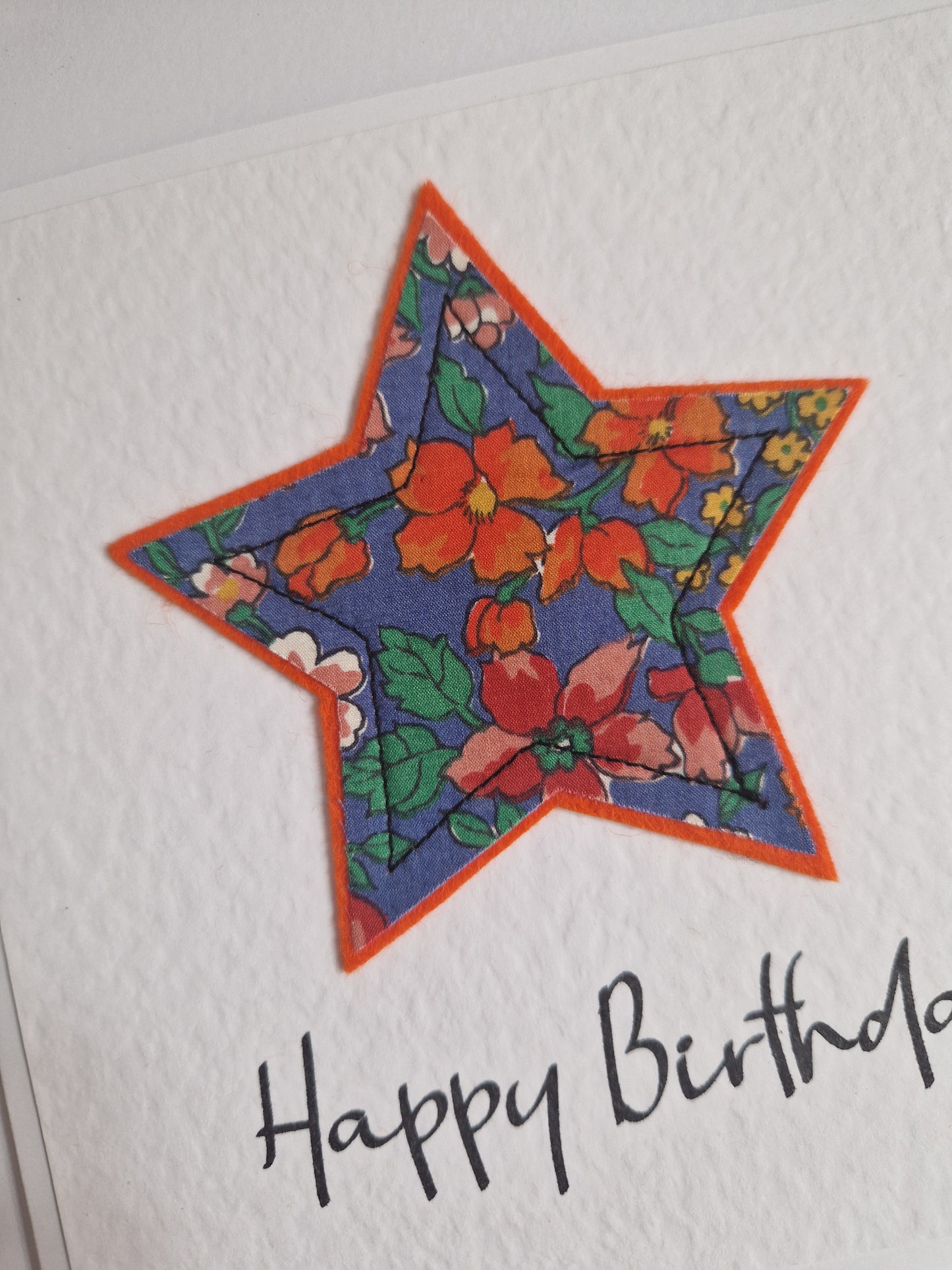 Vintage Liberty Print Star Card - Happy Birthday