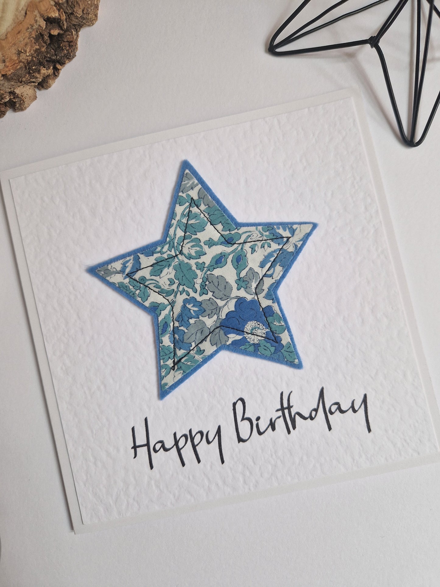 Vintage Liberty Print Star Card - Happy Birthday