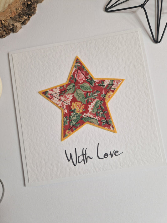 Vintage Liberty Print Star Card - With Love