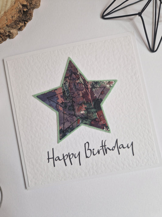 Vintage Liberty Print Star Card - Happy Birthday
