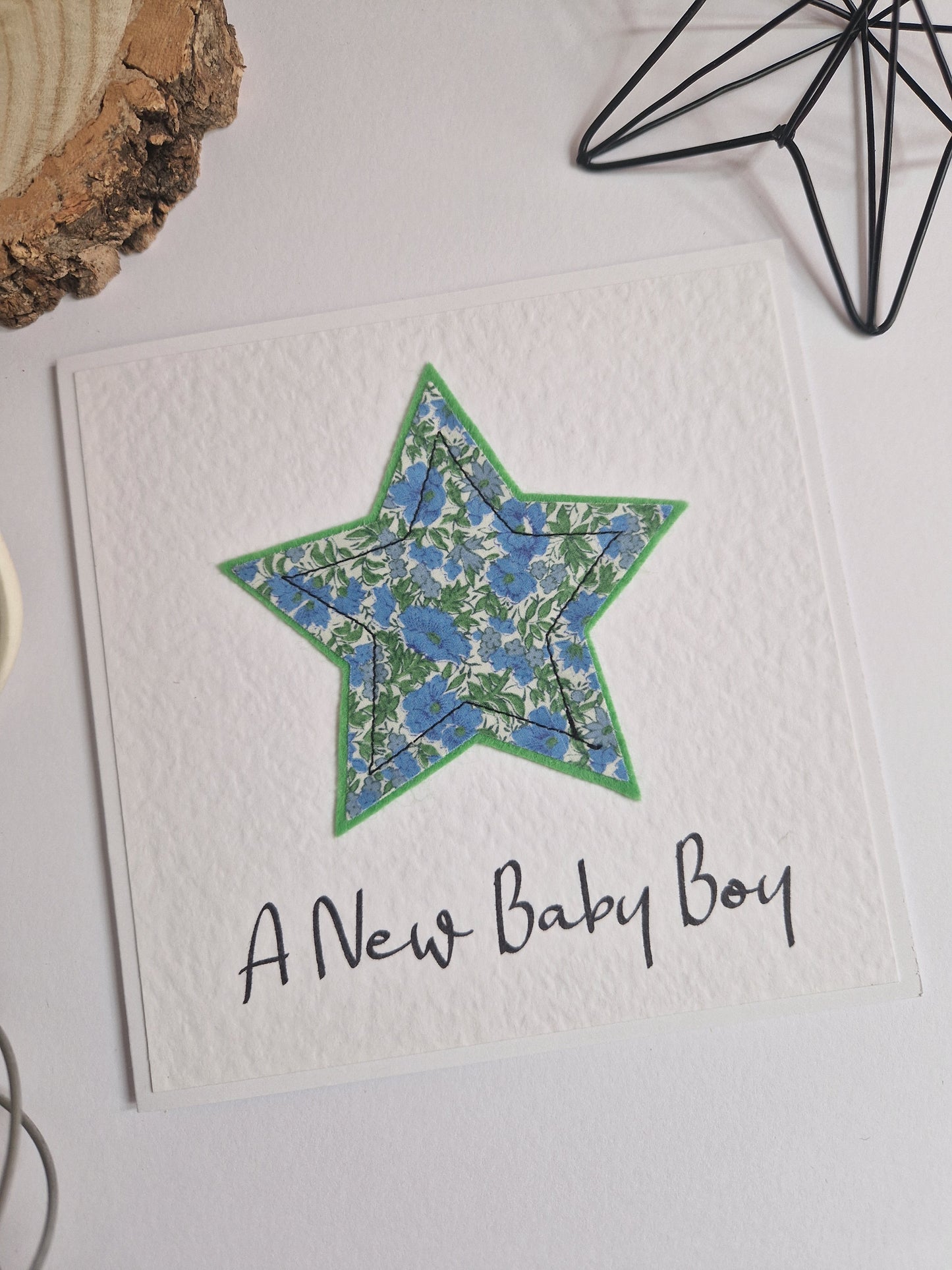 Vintage Liberty Print Star Card - A New Baby Boy