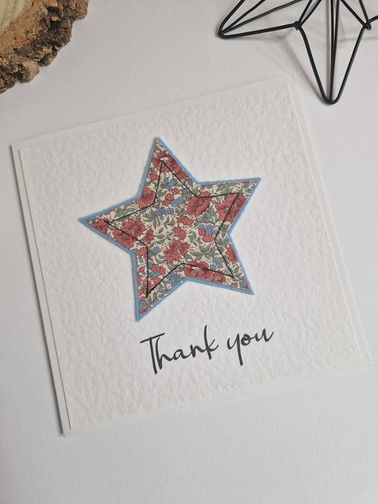 Vintage Liberty Print Star Card - Thank you