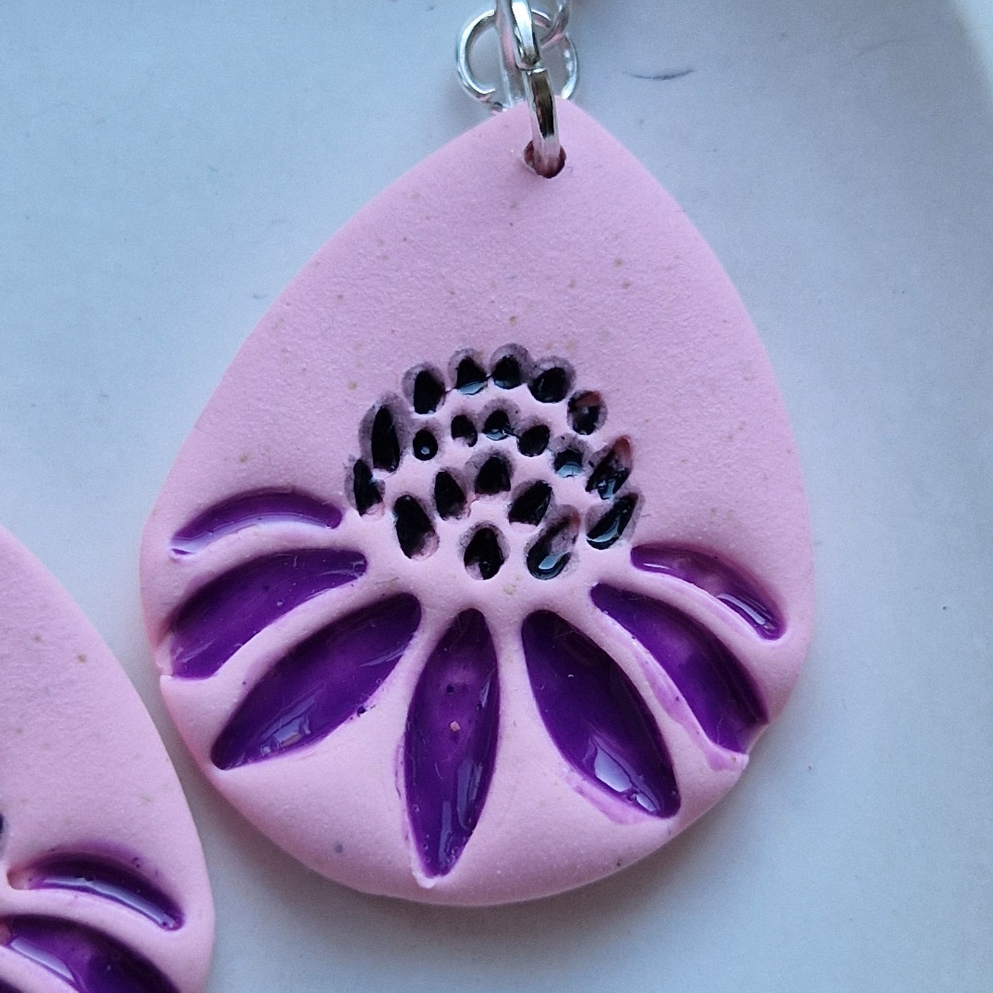 Clay Flower Earrings - Gaetana in Pink and Purple