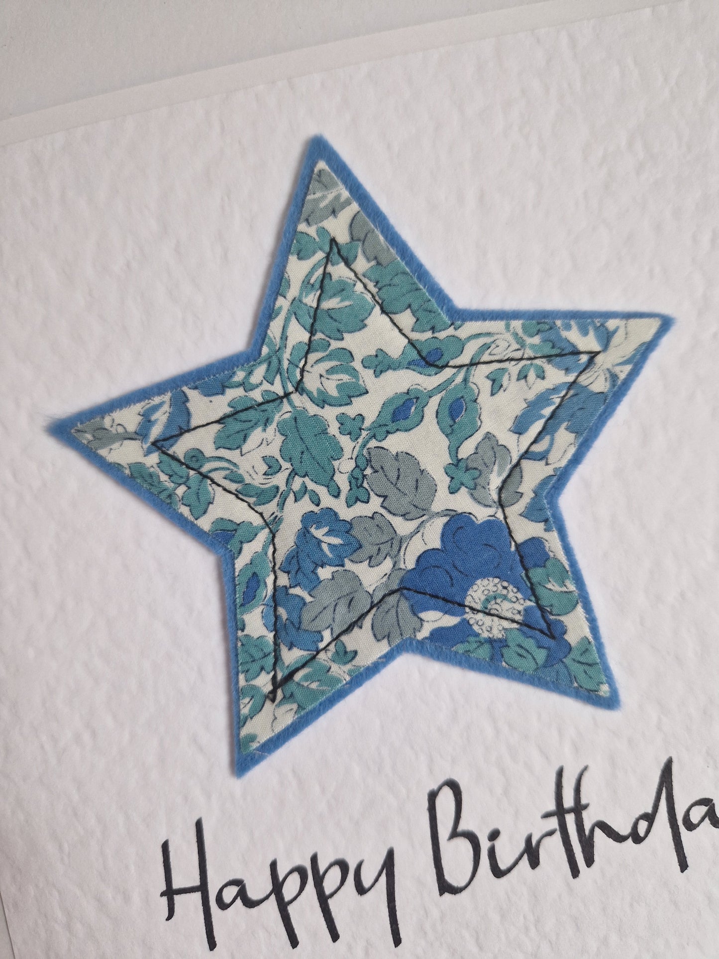 Vintage Liberty Print Star Card - Happy Birthday