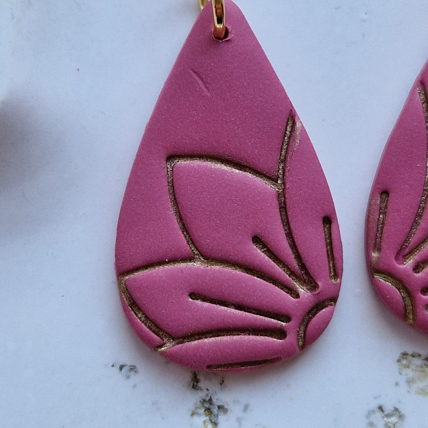 Clay Flower Earrings - Cecelia in Deep Red