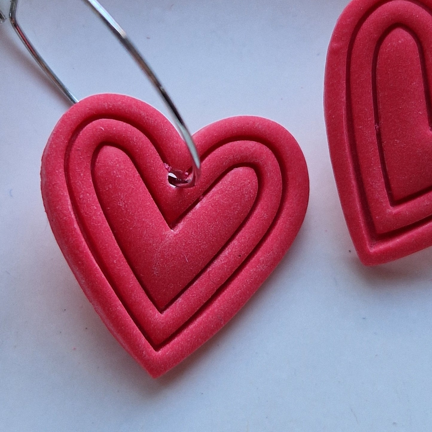 Clay Heart Earrings - Ophelia in Raspberry