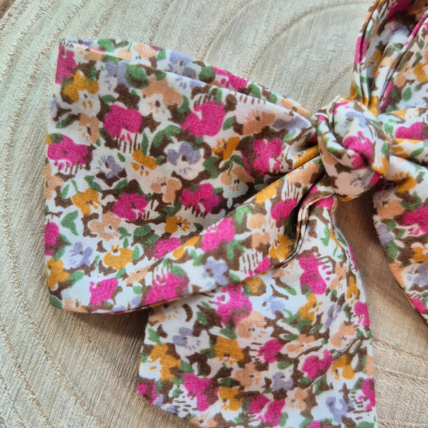 Vintage Liberty Print Mini Hair Bow Clip - Ditsy Pink Floral