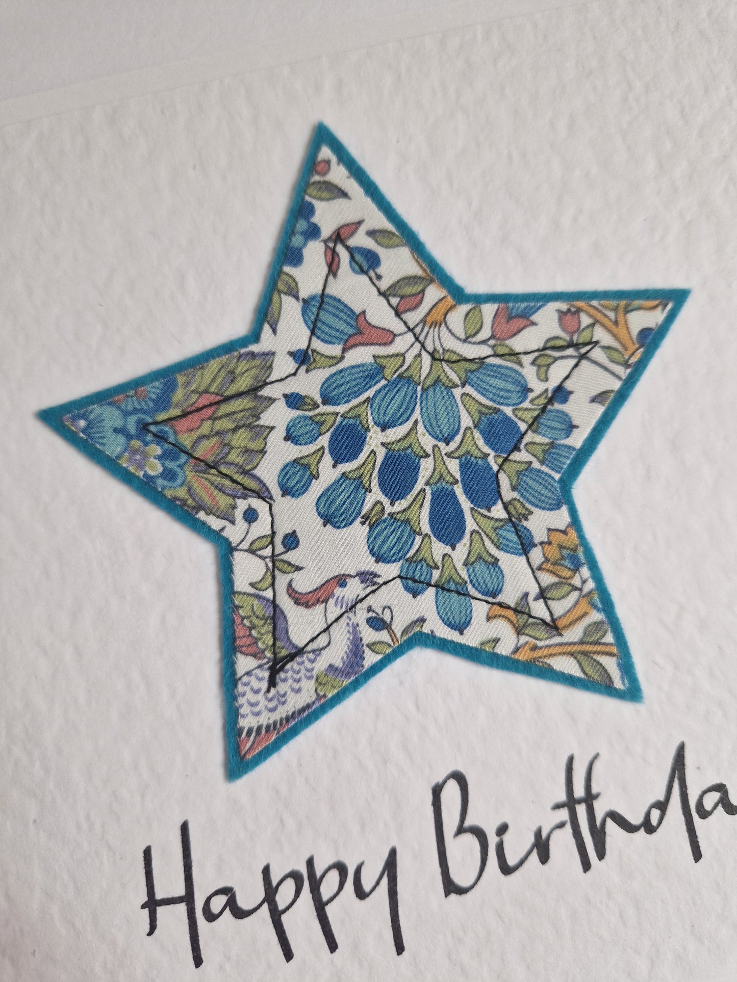 Vintage Liberty Print Star Card - Happy Birthday