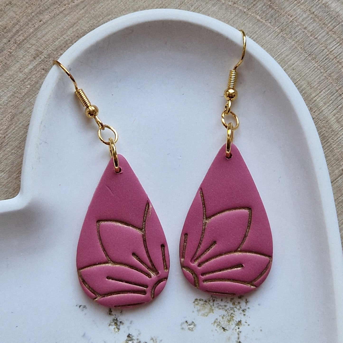 Clay Flower Earrings - Cecelia in Deep Red